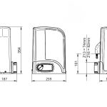 Sliding gate motor dimension drawing for automatic doors, SAMT Garage & Gate Automation, Prestons, New South Wales, Australia.