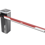 BFT automatic boom gate with red and white barrier arm, commercial gate system, SAMT, Prestons, Australia.
