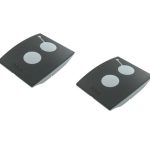 Pair of Nice remote control transmitters with two buttons for operating automated gates in Prestons, New South Wales, Australia