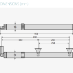 Technical dimension diagram for automatic swing gate motor kit by SAMT Garage & Gate Automation, Prestons, New South Wales, Australia.