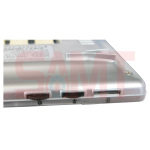 Side view of a video intercom monitor showing adjustment dials for settings and a memory card slot, used for door entry control in Prestons, New South Wales, Australia.