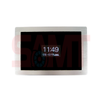 Video intercom monitor with digital clock display on screen, showing time and date, installed for door entry systems in Prestons, New South Wales, Australia