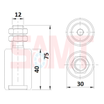 Technical drawing of adjustable gate guide roller, SAMT Garage & Gate Automation, New South Wales, Australia.