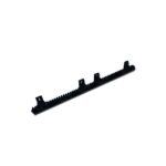 Black nylon sliding gate rack gear for motor, isolated product image, in Prestons, New South Wales, Australia.