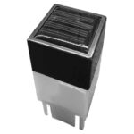 Electronic Relay Switch for Garage Door Systems – Product Image Close-up photo of a black and clear electronic relay switch, used in automatic garage door or gate control circuits for switching functions or safety interlock applications By SAMT Garage & Gate Automation in Prestons, New South Wales, Australia.