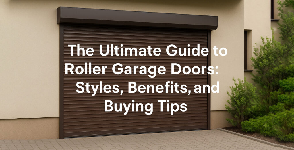 Modern brown roller garage door with guide, perfect for roller garage door installation in Prestons, New South Wales, Australia, by SAMT Garage & Gate Automation.