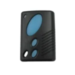 Three-button blue and black garage door remote control for garage roller door automation by SAMT in Prestons, New South Wales, Australia.