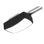 Black automatic garage door opener motor unit mounted on a metal rail, installed by SAMT Garage & Gate Automation in Prestons, New South Wales, Australia.