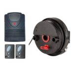 Roller garage door automatic opener set with compact dual remotes, featured by SAMT in Prestons, New South Wales, Australia.